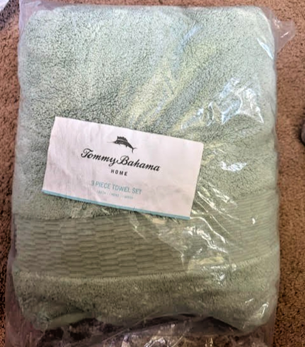 Tommy Bahama Cliff Side 3 Piece Bath Towel Set Lt Green Bath Hand Washcloth NEW